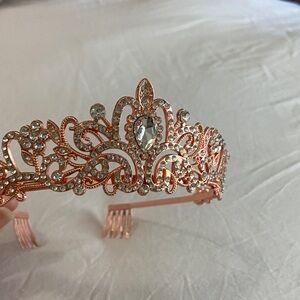 Elegant Rose Gold Tiara with Crystals